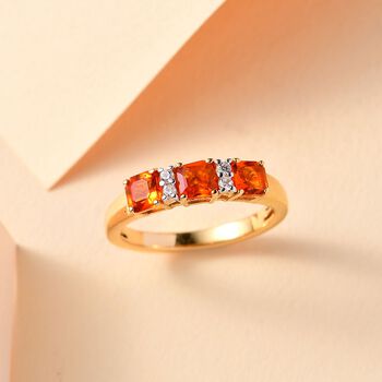 AAA Purpurroter Feueropal, Wei&szlig;er Zirkon Ring 925 Silber 750 Gelbgold Vermeil (Gr&ouml;&szlig;e 20.00) ca. 0.76 ct