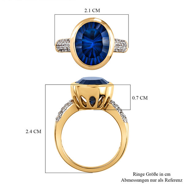 Ceylonfarbener Quarz und Zirkon-Ring, 925 Silber vergoldet - 5,11 ct.  image number 6