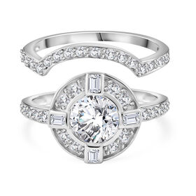 LUSTRO STELLA - 2er Set Weißer Zirkonia Ring 925 Silber rhodiniert (Größe 18.00)