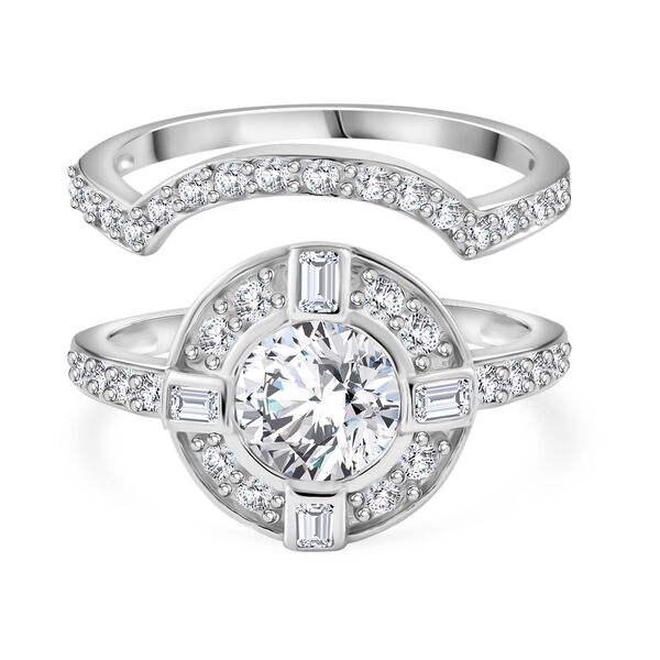 LUSTRO STELLA - 2er Set Weißer Zirkonia Ring 925 Silber rhodiniert (Größe 18.00) image number 0
