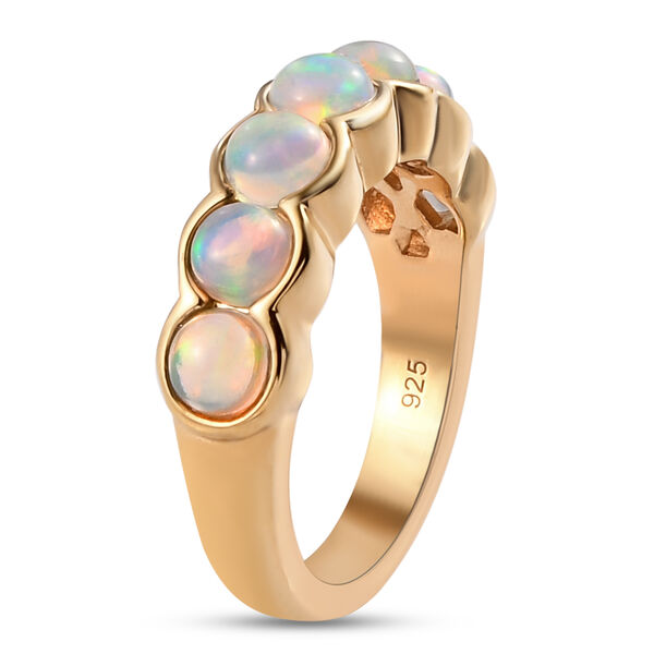 Natürlicher Äthiopischer Opal 7 Stein Ring 925 Silber Gelbgold-Überzug image number 5