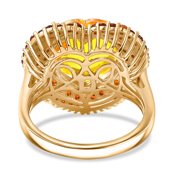 D'Joy Sphaleros Quarz, Mosambik Granat Ring 925 Silber 750 Gelbgold Vermeil (Gr&ouml;&szlig;e 17.00) ca. 7,98 ct image number 6