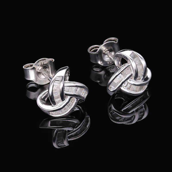 D'Joy wei&szlig;e Diamant Liebesknoten Ohrstecker, 925 Silber platiniert - 0,25 ct. image number 8