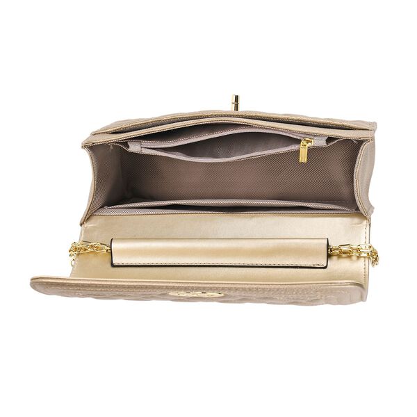 Crossbody-Tasche aus Echtleder mit Kettenriemen, 23,5x14x8 cm, Gold image number 5