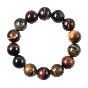 Flexibles, mehrfarbiges Tigerauge Armband, ca. 17,75-19 cm lang, 925 Silber ca. 403,00 ct