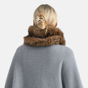 Elastischer Webpelz-Schal, Einheitsgr&ouml;&szlig;e, Dunkelbraun