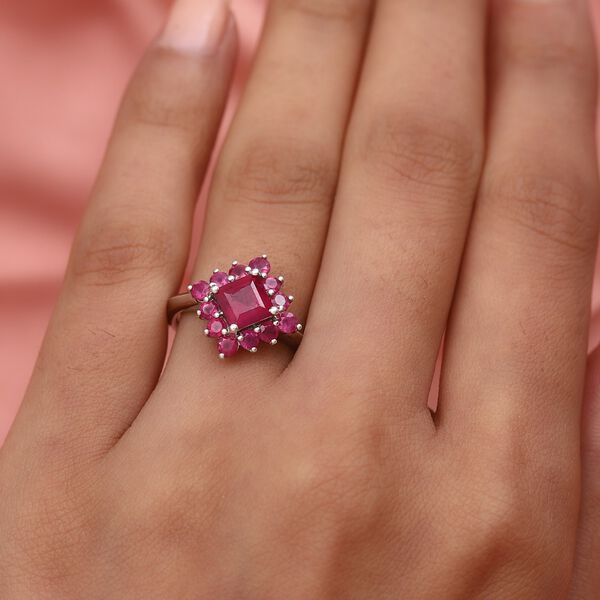 Fissure gefüllt Rubin Ring 925 Silber Platin-Überzug image number 3