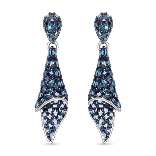 Blaue Diamant Ohrringe, 925 Silber platiniert, ca. 0,50 ct image number 0