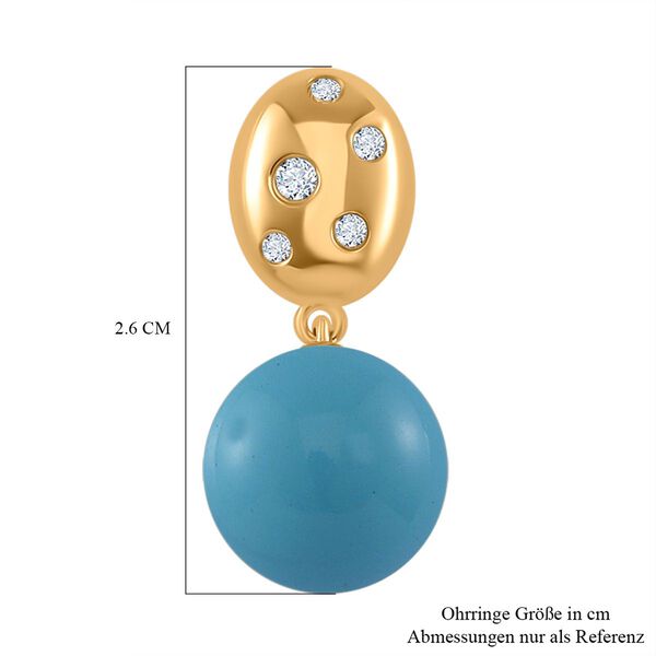 Sleeping Beauty Türkis farbe Muschelperle, Moissanit Ohrringe 925 Silber vergoldet image number 6