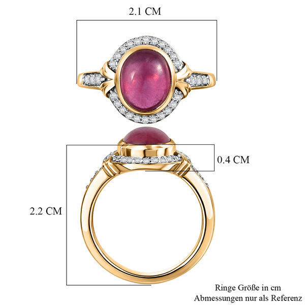 Fissure gef&uuml;llt Rubin und Zirkon Ring 925 Silber vergoldet  ca. 3,36 ct image number 9