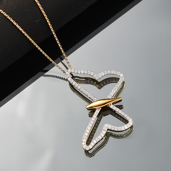 Moissanit Anhänger mit 50cm Kette, 925 Silber 750 Gelbgold Vermeil - 0,70 ct. image number 2