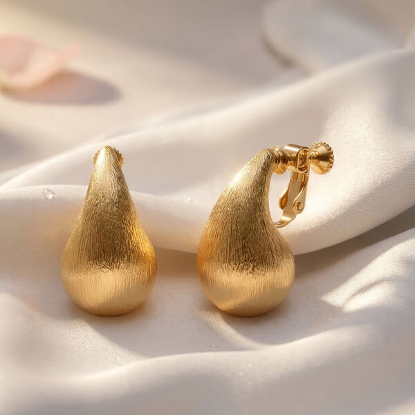 Designer-inspiriert- Tropfen Ohrringe, Messing, Goldfarben image number 2