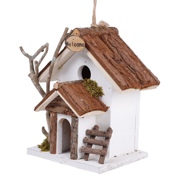 Handgefertigtes Vogelhaus aus Naturholz und MDF, 20x13x22 cm, Wei&szlig; image number 2