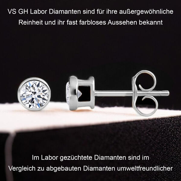 LUXURIANT SGL zertifizierte VS-GH Labor Diamant Ohrringe in rhodiniertem 925 Silber - 0,50 ct. image number 7