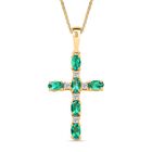 Luxuriant - AAA Lab Created Kolumbianischer Smaragd, Moissanit Schmuckset ca. 50 cm 925 Silber 750 Gelbgold Vermeil ca. 1.80 ct