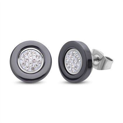 DIAMOON schwarze Keramik-Kristall-Ohrstecker