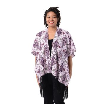 Kimono mit Quasten, Einheitsgr&ouml;&szlig;e Lila