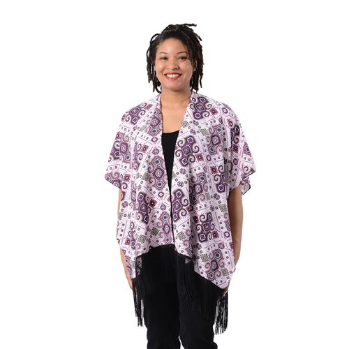 Kimono mit Quasten, Einheitsgröße Lila image number 0