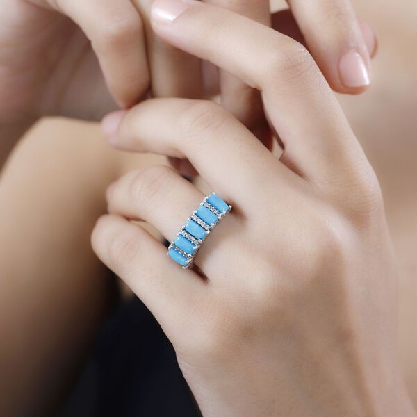 AA Sleeping Beauty T&uuml;rkis und Zirkon Ring - 2,31 ct. image number 3