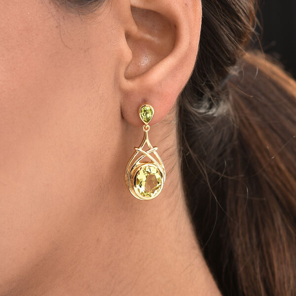 Ouro Verde-Quarz und Nat&uuml;rlicher Peridot-Ohrh&auml;nger, 925 Silber vergoldet ca. 7,54 ct&nbsp; image number 3