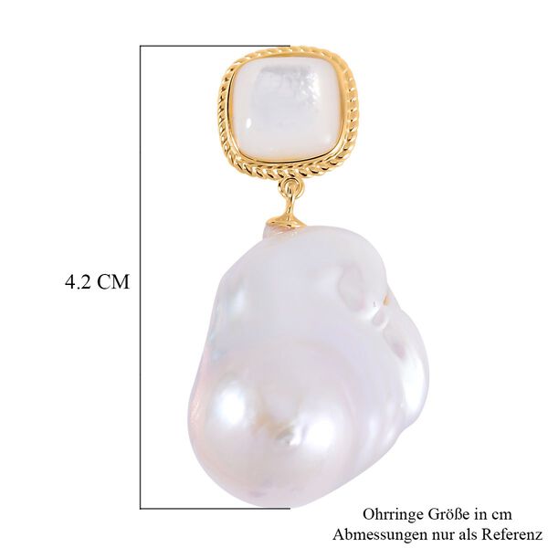 16-20 mm wei&szlig;e Barockperle und wei&szlig;e Perlmutt-Ohrringe image number 6