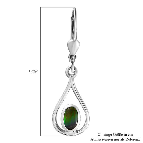 Ammolite Solitär-Ohrhänger in Silber image number 6