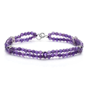 Afrikanisches Amethyst Armband, ca. 19 cm, 925 Silber ca. 26,74 ct