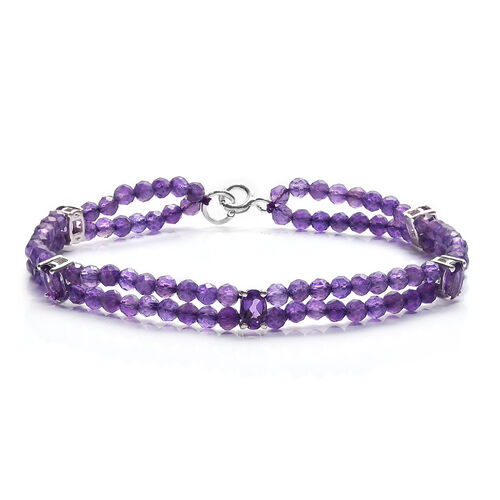 Afrikanisches Amethyst Perlen-Armband, 19 cm, 925 Silber, 26,74 ct. image number 0