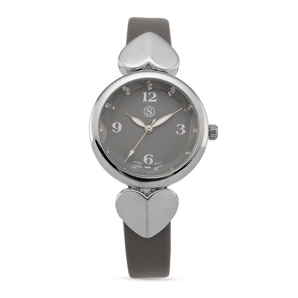 STRADA Uhr mit PC21S Japan-Uhrwerk, Edelstahl-Mesh-Armband, Graufarben mit Kristallzifferblatt,, Grau image number 0