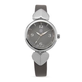 STRADA Uhr mit PC21S Japan-Uhrwerk, Edelstahl-Mesh-Armband, Graufarben mit Kristallzifferblatt,, Grau