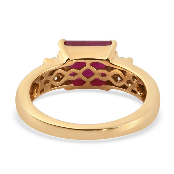 Afrikanischer Rubin (Fissure gefüllt) und Zirkon Ring 925 Silber vergoldet image number 6