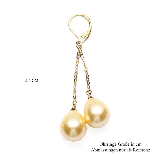 Goldene Muschelkernperlen-Ohrh&auml;nger in Silberton image number 3