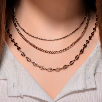 3er Set - Sehr Schick und Trendy Halsketten, Chirurgen-316L Edelstahl ros&egrave;farben