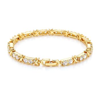 Designer Inspiriert - Wei&szlig;er Zirkonia Armband ca. 19 cm Nickelfreies Messing, goldfarben