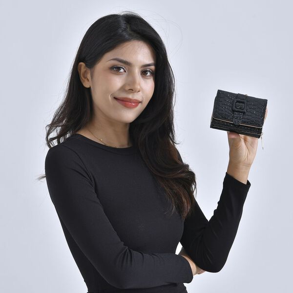 Stilvolle Geldb&ouml;rse mit Krokodilpr&auml;gung und RFID-Schutz, 11x8 cm, Schwarz image number 10