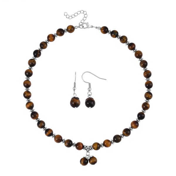 Gelbes Tigerauge Schmuckset  Legierung Antik-silber-Plattierung ca. 300.00 ct