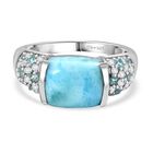 D'Joy Larimar, Blauer Apatit Ring 925 Silber rhodiniert (Gr&ouml;&szlig;e 19.00) ca. 6,19 ct