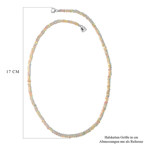 Nat&uuml;rlicher, &auml;thiopischer Welo Opal Halskette ca. 45 cm 925 Silber rhodiniert ca. 45,00 ct. image number 4