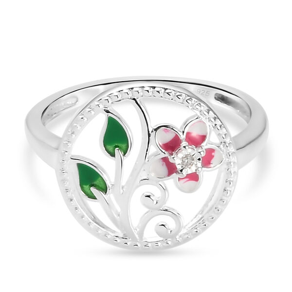 Diamant Blumen Ring 925 Silber