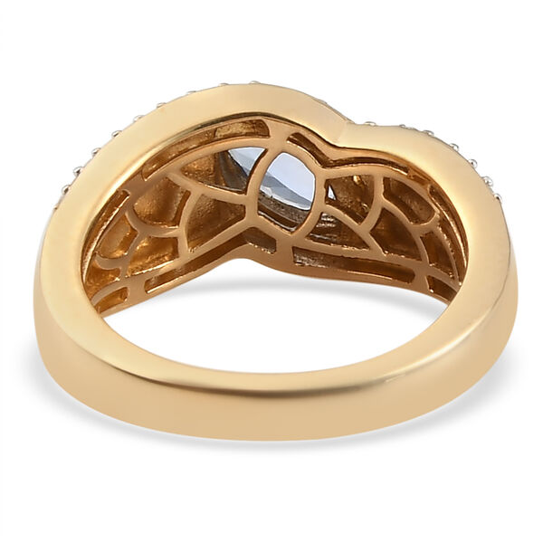 Tansanit und Zirkon Ring 925 Silber vergoldet  ca. 0,68 ct image number 6