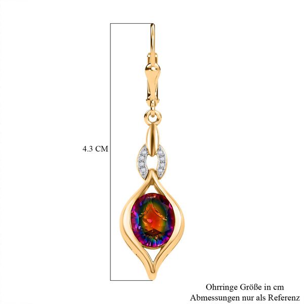 Nebula Quarz, Weiße Zirkon Ohrringe, 925 Silber 750 Gelbgold Vermeil ca. 4,36 ct image number 6