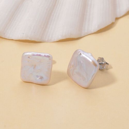 Keshi Perle Ohrringe 925 Silber rhodiniert image number 1