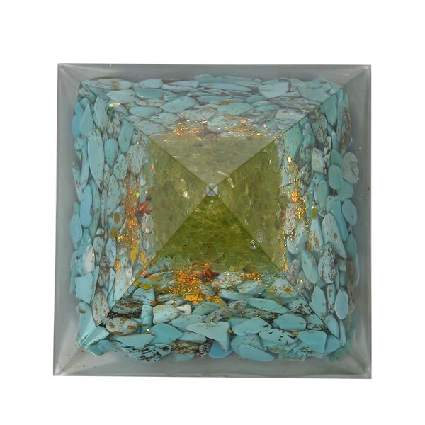 Edelstein Pyramide mit Rosenquarz und Quarz Lebensbaum, koralle image number 5