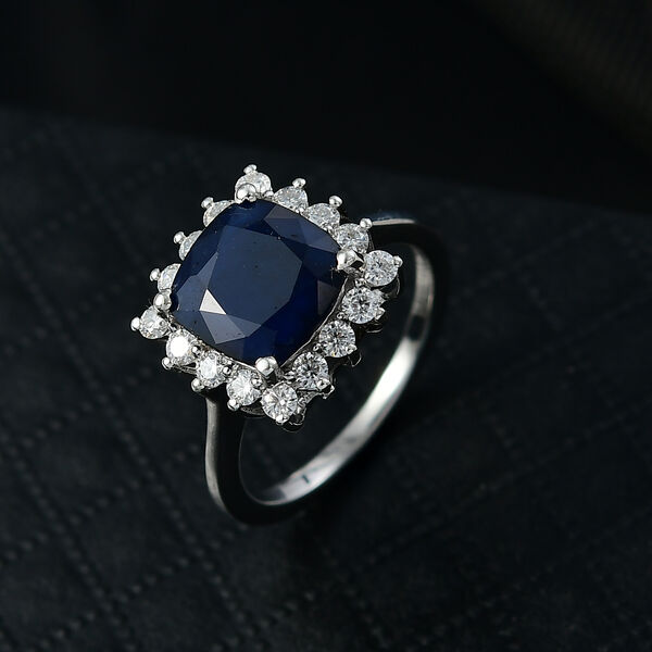 D'Joy AA diffundierter blauer Saphir und Moissanit Ring - 4,53 ct. image number 1