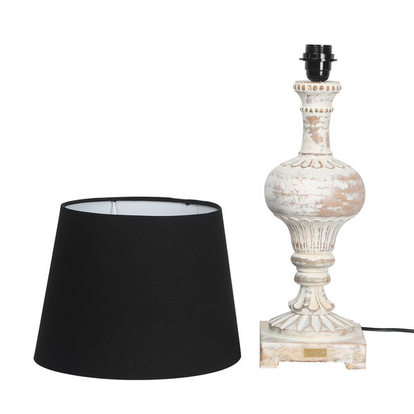 NAKKASHI - Handgeschnitzte Stehlampe aus Mangoholz, inkl. Lampenschirm, Wei&szlig; und Schwarz image number 5