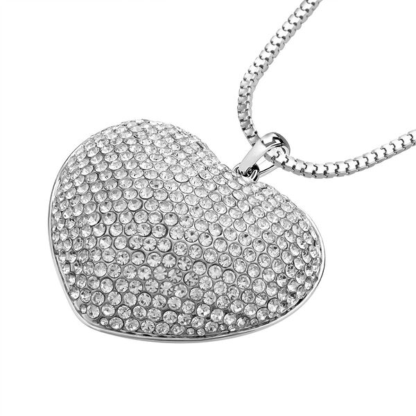 Kristall-Herz-Anh&auml;nger mit Kette in Silberton - 5 ct. image number 3