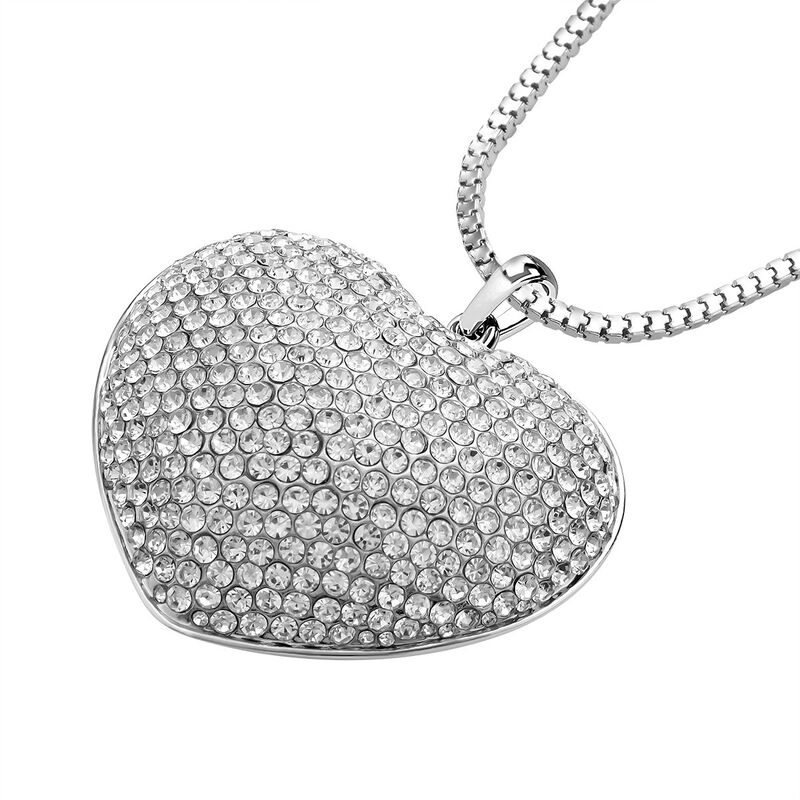 Kristall-Herz-Anhänger mit Kette in Silberton - 5 ct. | SHOPLC