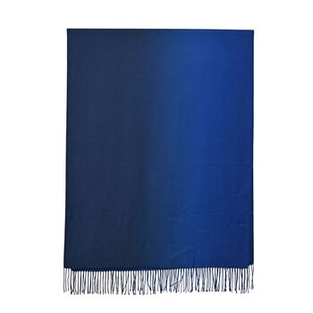 Eleganter Ombre-Schal mit Fransen, 68x180 cm, Meerblau