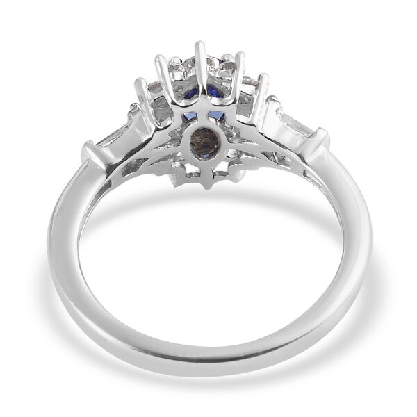 AA Tansanit und Zirkon Ring 925 Silber Platin-&Uuml;berzug image number 5