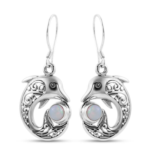 Royal Bali Kollektion- nat&uuml;rliche, &auml;thiopische Opal-Ohrh&auml;nger in Silber image number 0